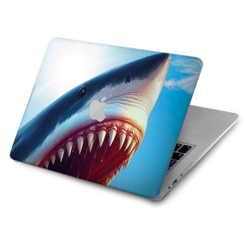 S4004 油絵 巨大サメ Oil Color Painting Giant Shark MacBook Pro 13″ - A1706, A1708, A1989, A2159, A2289, A2251, A2338 ケース・カバー