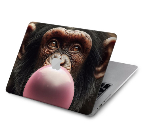 S3973 ピンクの風船ガムを吹くチンパンジー Chimpanzee Blowing Pink Bubblegum MacBook Pro 16 M1,M2,M3,M4 (2021,2024) - A3403, A3186, A2991, A2780, A2485 ケース・カバー