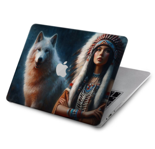 S3995 グリムウルフのインディアンガール Grim Wolf Indian Girl MacBook Pro 16 M1,M2,M3,M4 (2021,2024) - A3403, A3186, A2991, A2780, A2485 ケース・カバー