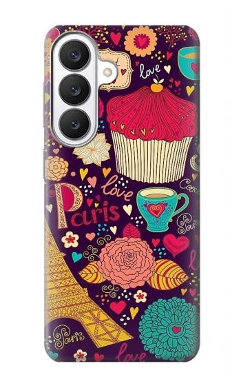 S2353 パリ漫画ヴィンテージのパターン Paris Cartoon Vintage Pattern Samsung Galaxy S26 バックケース、フリップケース・カバー