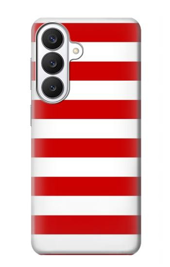 S2364 赤と白のストライプ Red and White Striped Samsung Galaxy S26 バックケース、フリップケース・カバー