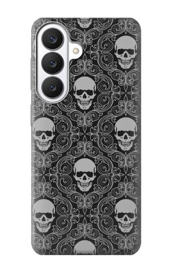S2371 スカルヴィンテージモノクロのパターン Skull Vintage Monochrome Pattern Samsung Galaxy S26 バックケース、フリップケース・カバー