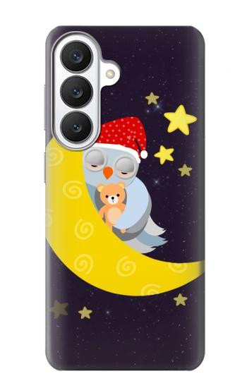 S2849 かわいいスリーピーフクロウ Cute Sleepy Owl Moon Night Samsung Galaxy S26 バックケース、フリップケース・カバー