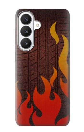S2988 火災ラリー車のタイヤ Rally Car Tire Fire Samsung Galaxy S26 バックケース、フリップケース・カバー