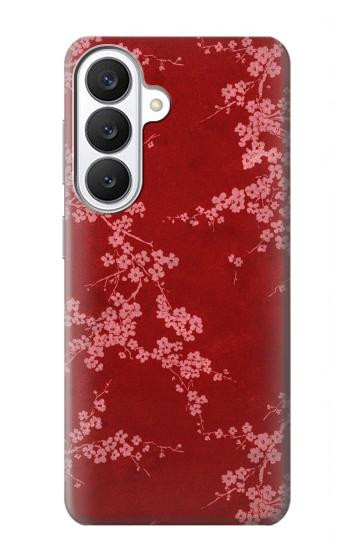 S3817 赤い花の桜のパターン Red Floral Cherry blossom Pattern Samsung Galaxy S26 バックケース、フリップケース・カバー