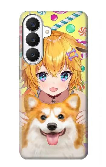 S3918 赤ちゃんコーギー犬コーギー女の子キャンディー Baby Corgi Dog Corgi Girl Candy Samsung Galaxy S26 バックケース、フリップケース・カバー