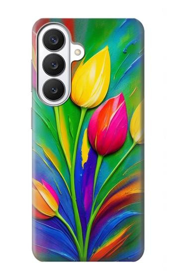 S3926 カラフルなチューリップの油絵 Colorful Tulip Oil Painting Samsung Galaxy S26 バックケース、フリップケース・カバー
