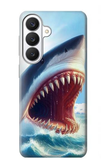 S4004 油絵 巨大サメ Oil Color Painting Giant Shark Samsung Galaxy S26 バックケース、フリップケース・カバー