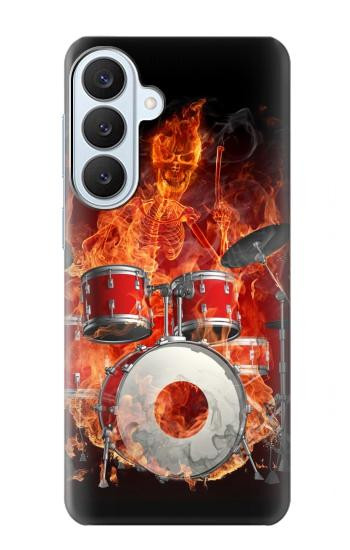 S1431 スカル ドラム ファイア ロック音楽 Skull Drum Fire Rock Samsung Galaxy S26 Plus バックケース、フリップケース・カバー
