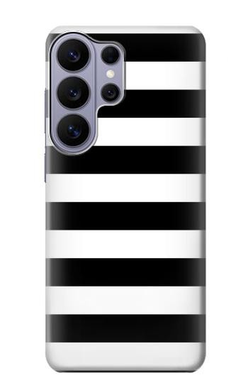 S1596 黒と白のストライプ Black and White Striped Samsung Galaxy S26 Ultra バックケース、フリップケース・カバー