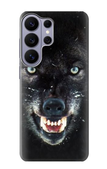 S2823 ブラックウルフ Black Wolf Blue Eyes Face Samsung Galaxy S26 Ultra バックケース、フリップケース・カバー