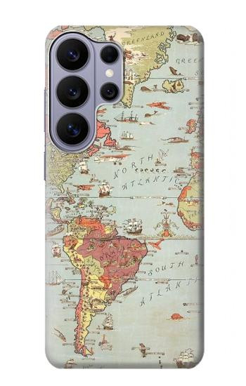 S3418 ヴィンテージの世界地図 Vintage World Map Samsung Galaxy S26 Ultra バックケース、フリップケース・カバー
