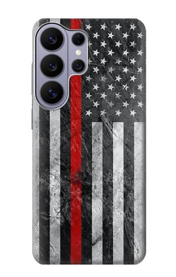 S3687 消防士細い赤い線アメリカの国旗 Firefighter Thin Red Line American Flag Samsung Galaxy S26 Ultra バックケース、フリップケース・カバー