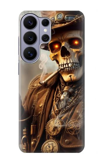 S3949 スチームパンクなスカルの喫煙 Steampunk Skull Smoking Samsung Galaxy S26 Ultra バックケース、フリップケース・カバー
