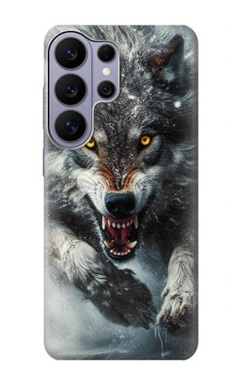 S3965 怒ったオオカミが走る Angry Wolf Running Samsung Galaxy S26 Ultra バックケース、フリップケース・カバー