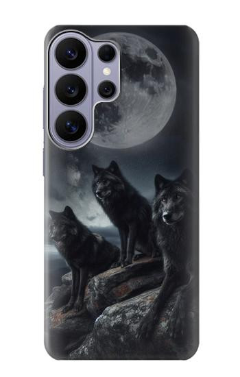 S3970 黒いオオカミの満月 Black Wolf Full Moon Samsung Galaxy S26 Ultra バックケース、フリップケース・カバー
