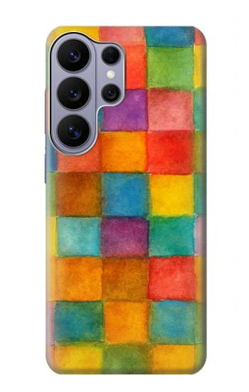 S4077 水彩画 カラフルなチェック柄 Water Color Painting Colorful Check Pattern Samsung Galaxy S26 Ultra バックケース、フリップケース・カバー