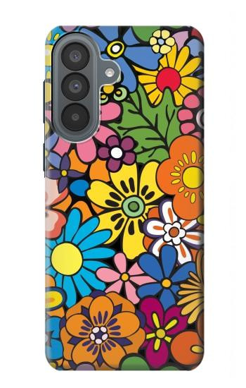 S3281 カラフルなヒッピーの花のパターン Colorful Hippie Flowers Pattern Samsung Galaxy A37 バックケース、フリップケース・カバー