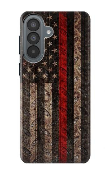 S3804 消防士メタルレッドラインフラググラフィック Fire Fighter Metal Red Line Flag Graphic Samsung Galaxy A37 バックケース、フリップケース・カバー