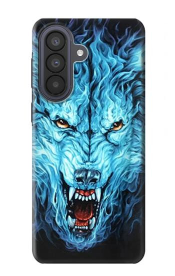 S0752 青火災狼 Blue Fire Grim Wolf Samsung Galaxy A57 バックケース、フリップケース・カバー