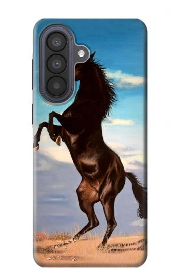S0934 黒野生馬 Wild Black Horse Samsung Galaxy A57 バックケース、フリップケース・カバー