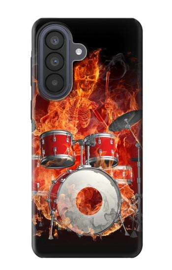 S1431 スカル ドラム ファイア ロック音楽 Skull Drum Fire Rock Samsung Galaxy A57 バックケース、フリップケース・カバー