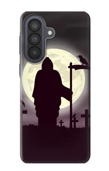 S3262 恐るべき 夜の月 墓地 Grim Reaper Night Moon Cemetery Samsung Galaxy A57 バックケース、フリップケース・カバー