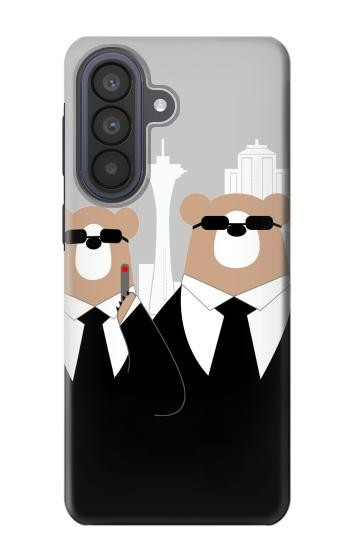 S3557 黒いスーツのクマ Bear in Black Suit Samsung Galaxy A57 バックケース、フリップケース・カバー