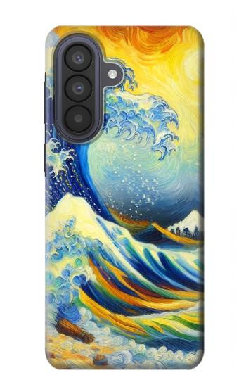 S4005 油絵 グレートウェーブ Oil Color Painting Great Waves Samsung Galaxy A57 バックケース、フリップケース・カバー