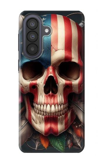 S4015 スカル アメリカ国旗 Skull American Flag Samsung Galaxy A57 バックケース、フリップケース・カバー