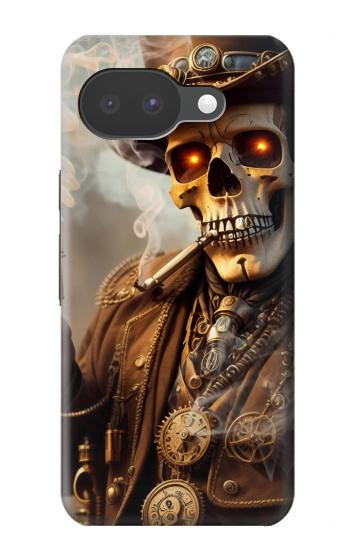 S3949 スチームパンクなスカルの喫煙 Steampunk Skull Smoking Google Pixel 10a バックケース、フリップケース・カバー