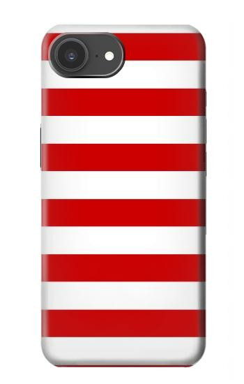 S2364 赤と白のストライプ Red and White Striped iPhone 17e バックケース、フリップケース・カバー