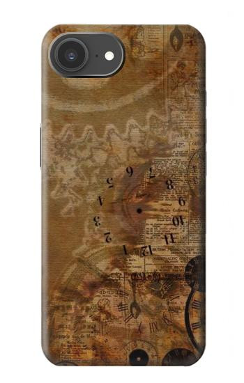 S3456 ヴィンテージ紙時計スチームパンク Vintage Paper Clock Steampunk iPhone 17e バックケース、フリップケース・カバー