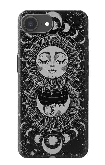 S3854 神秘的な太陽の顔三日月 Mystical Sun Face Crescent Moon iPhone 17e バックケース、フリップケース・カバー