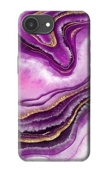 S3896 紫色の大理石の金の筋 Purple Marble Gold Streaks iPhone 17e バックケース、フリップケース・カバー