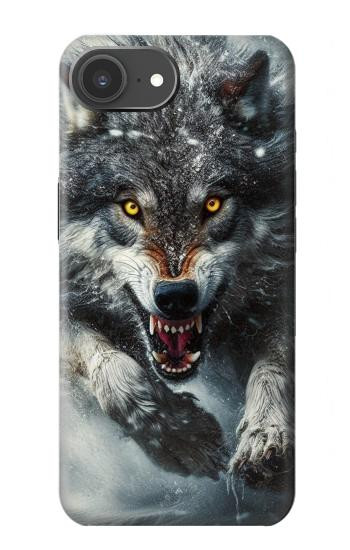 S3965 怒ったオオカミが走る Angry Wolf Running iPhone 17e バックケース、フリップケース・カバー