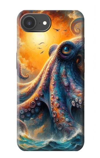 S4003 油絵 巨大タコ Oil Color Painting Giant Octopus iPhone 17e バックケース、フリップケース・カバー