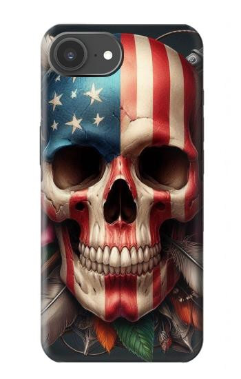 S4015 スカル アメリカ国旗 Skull American Flag iPhone 17e バックケース、フリップケース・カバー