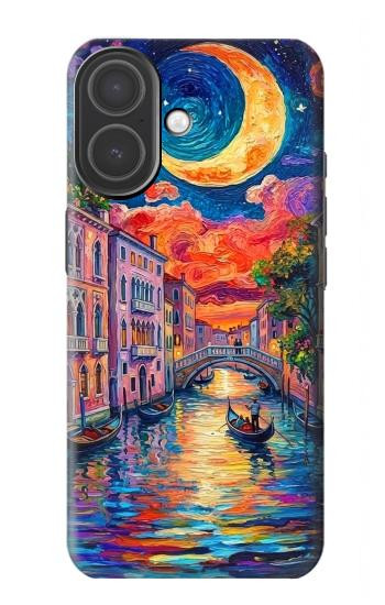 S4083 月夜のベネチア風景 Colorful Painting Moonlit Venice City iPhone 17 バックケース、フリップケース・カバー