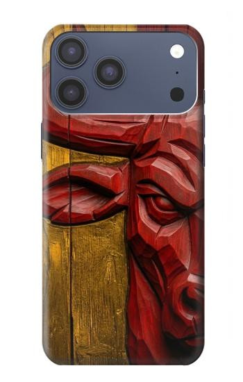 S4098 スペイン闘牛アート Span Bull Carved Artwork iPhone 17 Pro Max, 18 Pro Max バックケース、フリップケース・カバー