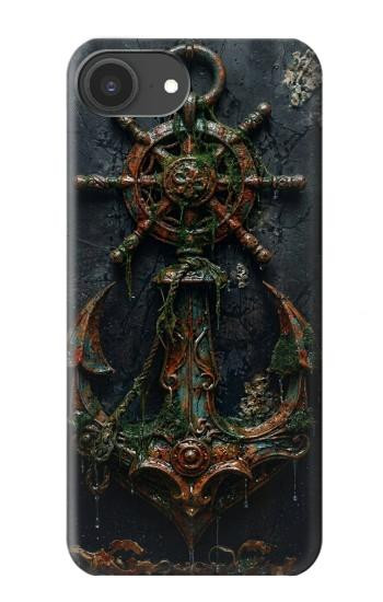 S4106 アンカーと舵輪アート Vintage Maritime Anchor Helm Art iPhone 16e, 17e バックケース、フリップケース・カバー