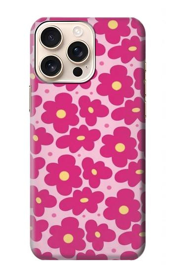 S4097 ピンク花柄 Pink Floral Seamless Pattern Design iPhone 16 pro max バックケース、フリップケース・カバー