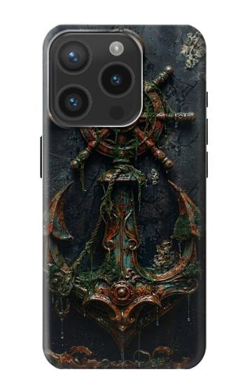S4106 アンカーと舵輪アート Vintage Maritime Anchor Helm Art iPhone 15 Pro バックケース、フリップケース・カバー