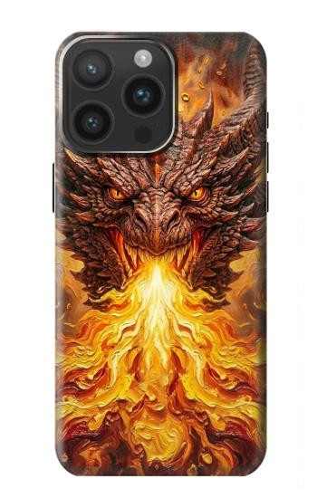 S4090 炎のドラゴンアート Epic Fire Dragon Fantasy Illustration iPhone 15 Pro Max バックケース、フリップケース・カバー