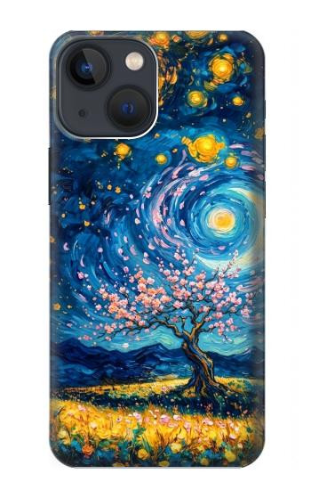 S4081 幻想銀河夜空アート Dreamy Spiral Galaxy Night Sky Art iPhone 14 バックケース、フリップケース・カバー