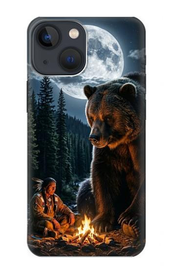 S4095 森のクマ幻想画 Majestic Bear Indian Wilderness Art iPhone 14 バックケース、フリップケース・カバー