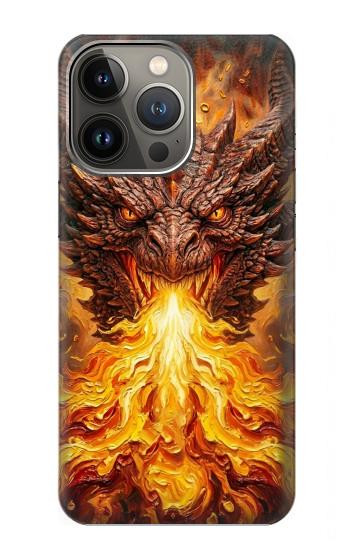 S4090 炎のドラゴンアート Epic Fire Dragon Fantasy Illustration iPhone 13 Pro Max バックケース、フリップケース・カバー