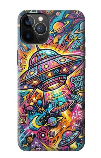 S4085 宇宙船サイケアート Cosmic Spaceship Psychedelic Art iPhone 12, iPhone 12 Pro バックケース、フリップケース・カバー