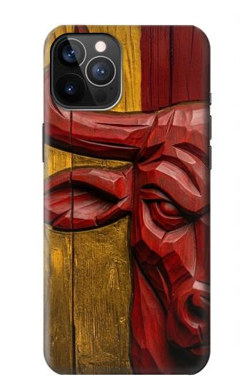 S4098 スペイン闘牛アート Span Bull Carved Artwork iPhone 12, iPhone 12 Pro バックケース、フリップケース・カバー