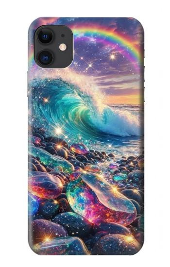 S4084 虹色ファンタジー波 Rainbow Ocean Wave Fantasy iPhone 11 バックケース、フリップケース・カバー
